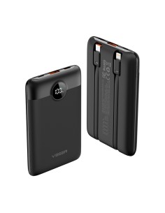 Banco de Veger VG-W1170 Banco de Veger com tela LCD - 10000mAh Capacidade - Relâmpago, Bilhetes USB-C, USB-C-Cabo - USB-A Decott