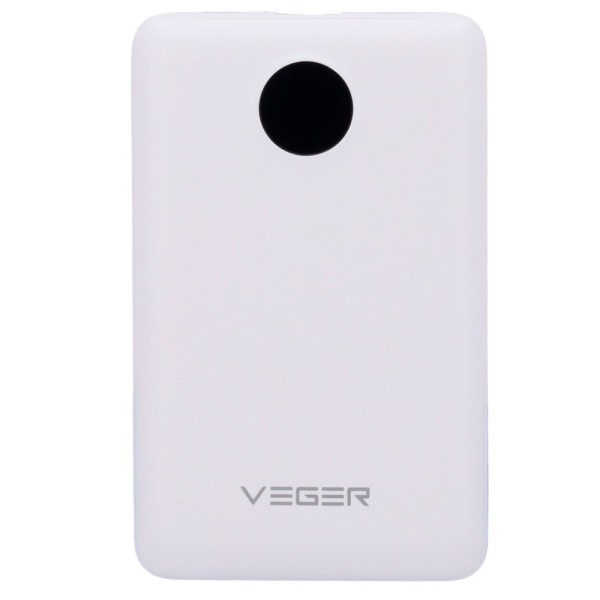 Veger VG-W1170-W Bank de poder veger com tela LCD - Capacidade de 10000mAh - Bilhetes de relâmpago, USB-C, cabo USB-C - USB-A