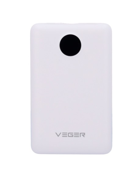 Veger VG-W1170-W Bank de poder veger com tela LCD - Capacidade de 10000mAh - Bilhetes de relâmpago, USB-C, cabo USB-C - USB-A