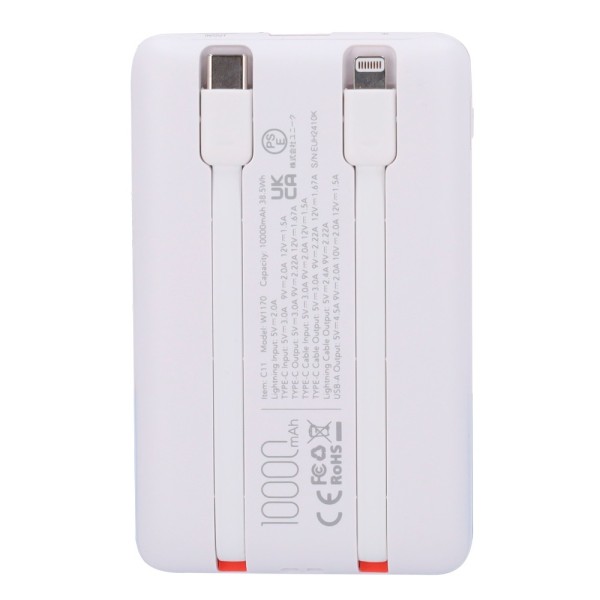 Comprar VEGER VG-W1170-W VEGER Power bank con pantalla LCD - Capacidad 10000mAh - Entradas Lightning, USB-C, Cable USB-C - Salid
