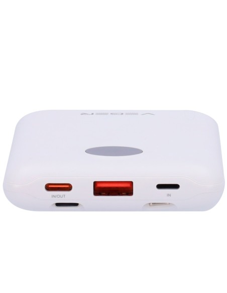 Veger VG-W1170-W Bank de poder veger com tela LCD - Capacidade de 10000mAh - Bilhetes de relâmpago, USB-C, cabo USB-C - USB-A