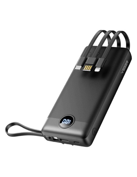 Veger VG-W2059 Veger Power Bank - 20000mah Capacidade - USB-C e USB-A - USB-A - Peles e Cabos incluídos - Cabos 