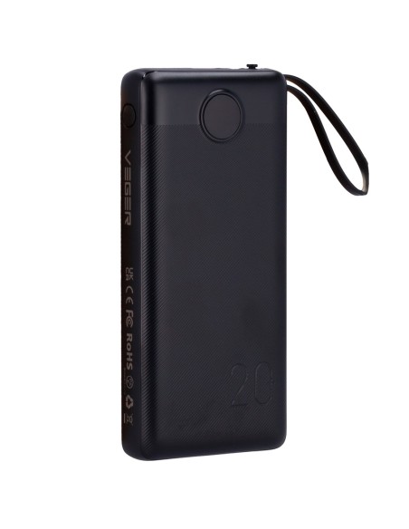 Veger VG-W2059 Veger Power Bank - 20000mah Capacidade - USB-C e USB-A - USB-A - Peles e Cabos incluídos - Cabos 