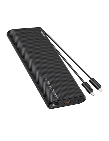 Banco de energia VG-W2503-T130 Veger com tela LCD - Capacidade de 25000mAh - Entradas USB-C e cabos integrados - Saídas USB-C,