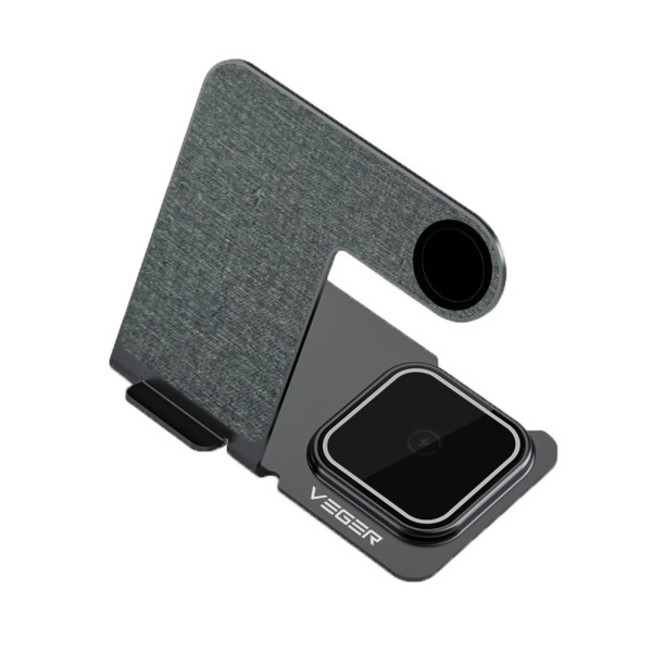 Veger VG-Y9 Carregador Sem Fio Veger - Potência 15W - Entrada USB-C - Carregamento rápido - Saídas: Smartphone, Airpods e Apple 