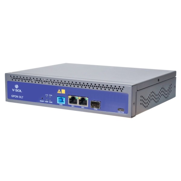 Comprar VSOL VSOL-V1600GS-F V-SOL Single Pon Gpon OLT  - 2 Puertos RJ45 10/100/1000 Mbps + 1 Puerto SFP+ 1/10Gigabit - Hasta 128
