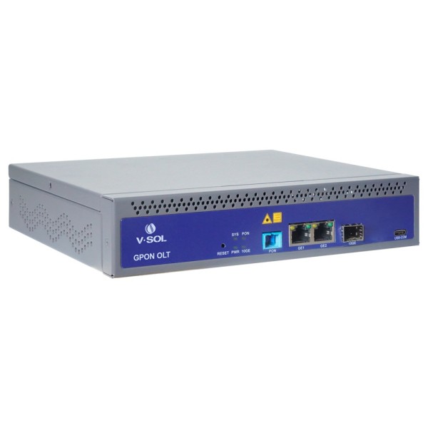 Comprar VSOL VSOL-V1600GS-F V-SOL Single Pon Gpon OLT  - 2 Puertos RJ45 10/100/1000 Mbps + 1 Puerto SFP+ 1/10Gigabit - Hasta 128