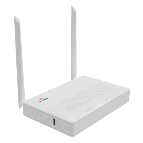 VSOL VSOL-V2804AC-a V-Sol Router Ont Wi-Fi 5 AC1200 - 1x Pon 4x LAN RJ45 10/100 / 1000Mbps 1x USB3.0 - 802.11ac 2x2 banda dupla 