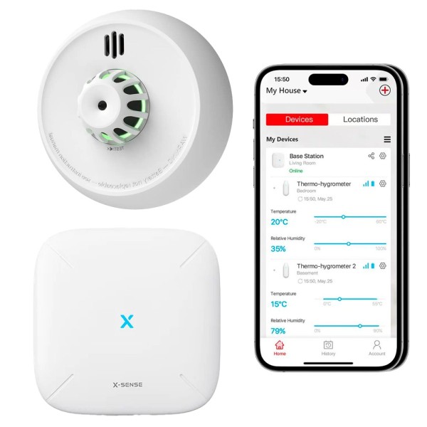 Detector térmico de incêndio XH02-M XH02-M Autônomo XH02-M - Conexão com Hub SBS50 para Comunicação do App - Permitir Conectar