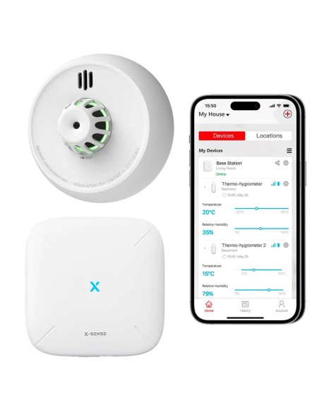 Detector térmico de incêndio XH02-M XH02-M Autônomo XH02-M - Conexão com Hub SBS50 para Comunicação do App - Permitir Conectar