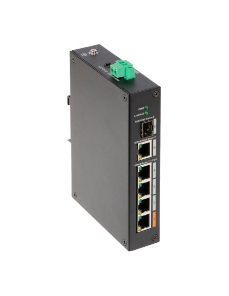 Comprar DAHUA XS-SW0604HIPOE-F-60-DIN Switch PoE X-Security - 4 puertos PoE +1  SFP +1 Uplink Gigabit - Velocidad 10/100/1000 Mb