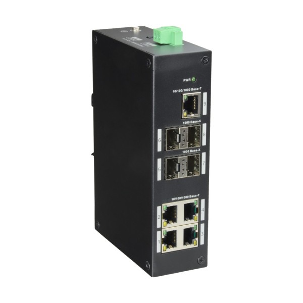 X-Security XS-SW09-GF-DIN Switch X-Security - 5 portas RJ-45 - 4 portas SFP Gigabit - Velocidade 10/100/1000 Mbps - Suporte