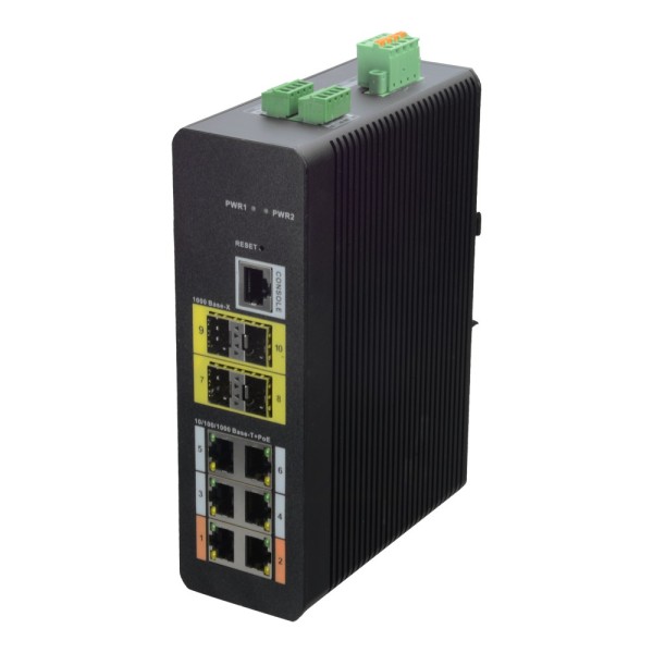 Comprar X-SECURITY XS-SW1006HIPOE-MFG-120-DIN Switch HiPoE X-Security - 6 puertos PoE (RJ45) + 4 puerto Uplink (SFP) - Velocidad