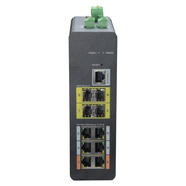 X-Security XS-SW1006HPoE-MFG-120-DIN Switch HPOE X-Security - 6 portas PoE (RJ45) + 4 Porta de uplink (SFP) - Velocidade 10/100 