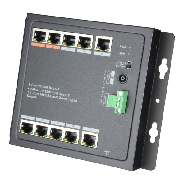X-Security XS-SW1108Indoe-96Din Switch Hipoe X-Security - 8 POE + 2 portas de uplink (RJ45) + 1 Uplink (SFP) - 8x 10 / 100Mbps +