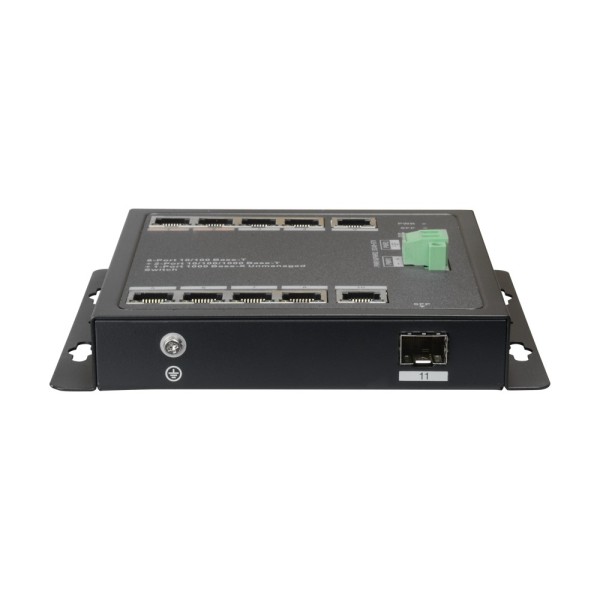 X-Security XS-SW1108Indoe-96Din Switch Hipoe X-Security - 8 POE + 2 portas de uplink (RJ45) + 1 Uplink (SFP) - 8x 10 / 100Mbps +