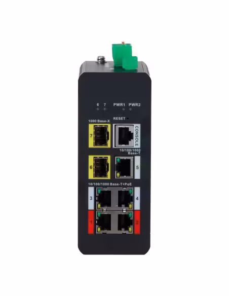Acheter X-SECURITY XS-SWI0704HIPOE-MGF-120-DIN Commutateur géré industriel L2 X-Security - 7 ports au total (4 PoE GE / 1 GE / 2