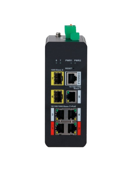 X-Security XS-SWI0704PIXOE-MGF-120-DIN SHEWD POE X-Security DIN Rail - 4 portas Poe RJ45 + 1 RJ45 + 2 PEDRA Port - Velocidade