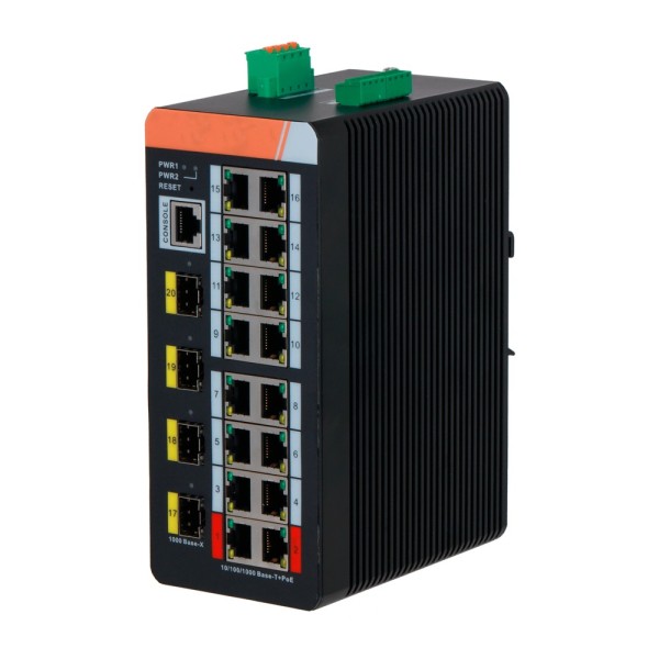 Acquistare X-SECURITY XS-SWI2016HIPOE-MGF-240-DIN Switch gestito industriale L2 X-Security - 20 porte totali (16 PoE GE / 4 Upli