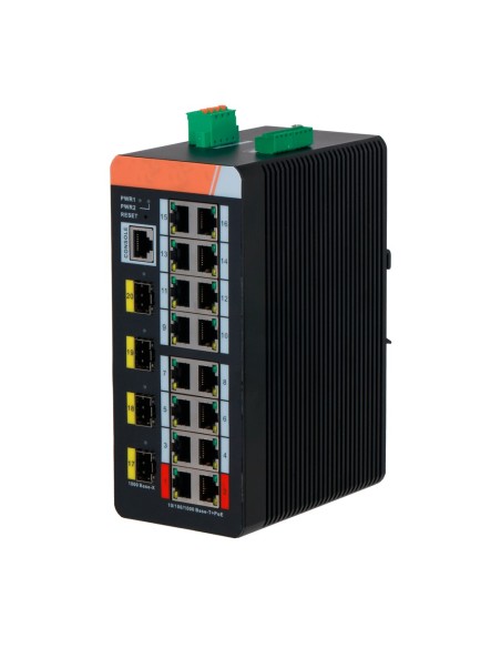 Comprar X-SECURITY XS-SWI2016HIPOE-MGF-240-DIN Switch PoE X-Security Carril DIN - 16 puertos PoE RJ45 + 4 puertos SFP - Velocida