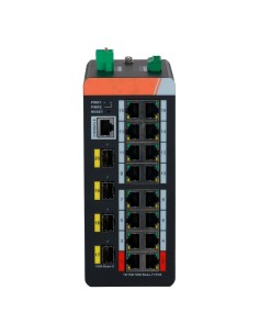 X-Security XS-SWI20PoDoe-MGF-240-DIN SHIFT POE X-Security DIN Rail - 16 portas Poe RJ45 + 4 portas SFP - Velocidade 10/100 2