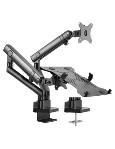 MARCA BLANCA-TVM-1732DESK-FLEX-PCDUAL-Soporte para portatil y monitor /TV - Instalación en mesa - Ancho de portátil soportado 24