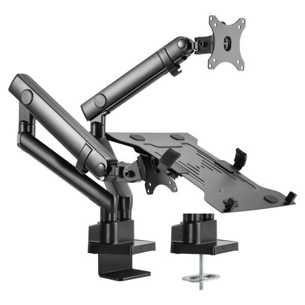 MARCA BLANCA-TVM-1732DESK-FLEX-PCDUAL-Soporte para portatil y monitor /TV - Instalación en mesa - Ancho de portátil soportado 24