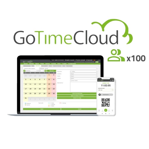 Comprar ZKTECO ZK-GOTIMECLOUD-100 Licencia nube control de presencia - 100 usuarios / 100 APPs incluidas - Fichajes remotos con 