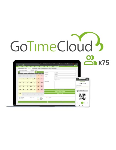 Comprar ZKTECO ZK-GOTIMECLOUD-75 Licencia nube control de presencia - 75 usuarios / 75 APPs incluidas - Fichajes remotos con loc