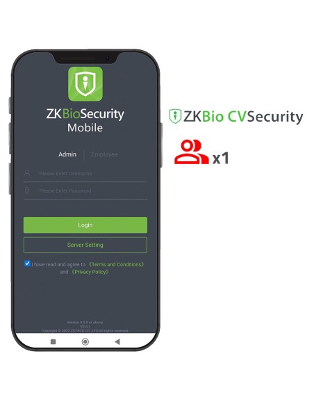 Acheter ZKTECO ZK-SOF-BIOCV-MBAPP-1ACC Licence APP de ZKBio CVSecurity - Capacité : 1 administrateur - Gestion des utilisateurs 