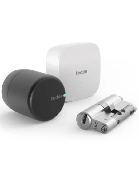Comprar TEDEE TEDEE-13 Cerradura inteligente Tedee PRO Black + Cilindro Bombillo Gerda Doble Embrague + Brigde Wi-Fi PRO+BOMBILL