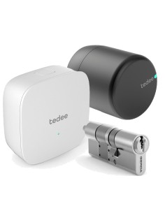 Tedee Tedee-13 Pro + Lâmpada + Ponte Smart Lock Tedee Pro Black + Cilindro Bulbo Gerda Embreagem Dupla + Brigde Wi-Fi 2