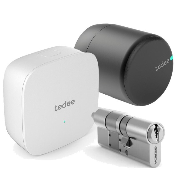 Tedee Tedee-13 Pro + Lâmpada + Ponte Smart Lock Tedee Pro Black + Cilindro Bulbo Gerda Embreagem Dupla + Brigde Wi-Fi