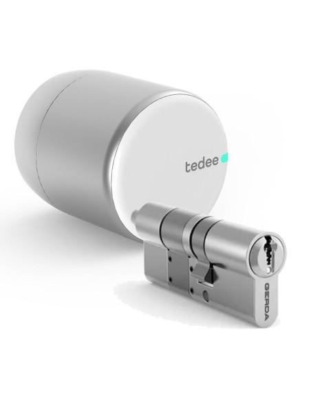 Tedee Tedee-10 Pro + Lâmpada Bloqueio de Bloqueio Tedee Pro para Acesso de Chute de Prata + Bulbo Cilindro Duplo Embra Gerda