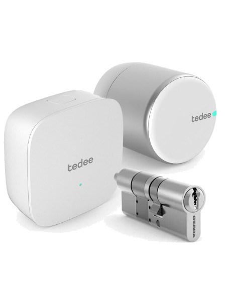 Tedee Tedee-11 Pro + Lâmpada + Ponte Smart Lock Tedee Pro Silver + Cilindro Lâmpada Gerda Embreagem Dupla + Brigde Wi-Fi