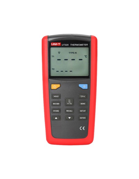 UNI-TREND-UT325-Termómetro con sondas tipo K, J, T, E, R, S y N - Display Dual retroiluminado - Valores en ºC, K y ºF | Almacena