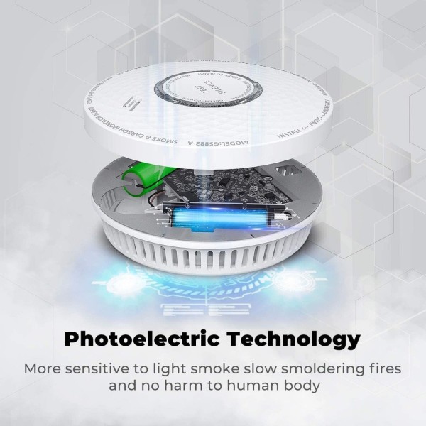 Comprar BYSECUR BYSECUR-102 Detector autónomo combinado de humo y CO Batería de Litio GS883-A