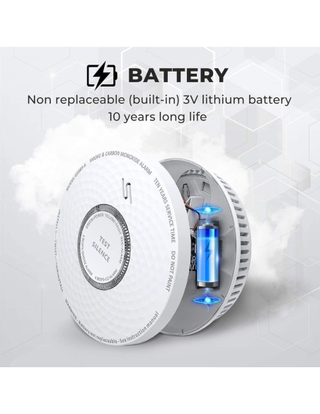 BYSECUR BYSECUR-102 GS883 - um detector de resumo auto-combinado e bateria de lítio de CO