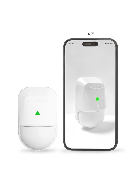 Paradoxo Paradoxo-254 PMD5M-P8U Detector PIR Sem Fio Bidirecional Supercompacto Duplo Elemento Óptico Único para Interiores. 