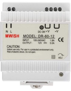 Comprar BYSECUR BYSECUR-121 Fuente de alimentación conmutada para carril DIN 12V 5A DC12V5A-DIN