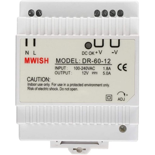 BYSECUR BYSECUR-121 DC12V5A-DIN Fonte de alimentação comutada para trilho DIN 12V 5A