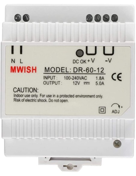 BYSECUR BYSECUR-121 DC12V5A-DIN Fonte de alimentação comutada para trilho DIN 12V 5A