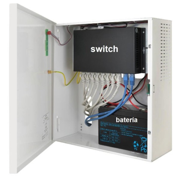 BYSECUR BYSECUR-283 Box-Switch-Bat Supply para Switch Poe 60w. Com carregador de bateria