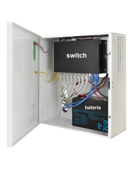 BYSECUR BYSECUR-283 Box-Switch-Bat Supply para Switch Poe 60w. Com carregador de bateria