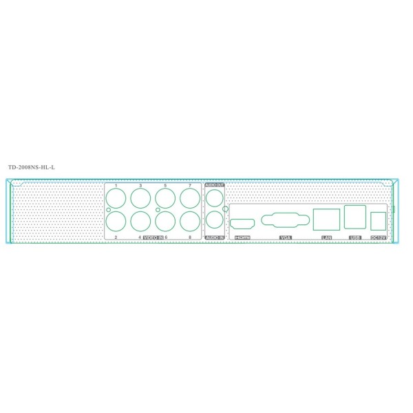 TVT TVT-103 TD-2008NS-HL-L Gravador DVR 5N1 8CH 1080 + 2IP 5MP 1XHDD I / S Audio TVT