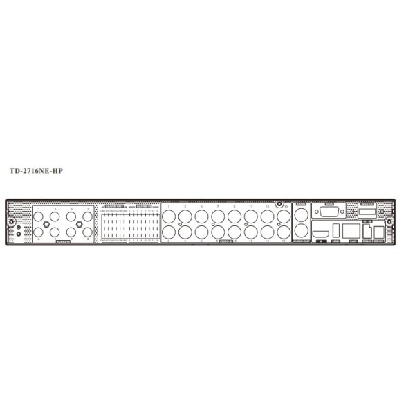 TVT TVT-108 TD-2716NE-Gravador HP DVR 5N1 8MP 16CH + 8IP 2HDD VAC ALARME 16/4 Áudio 8/1 TVT