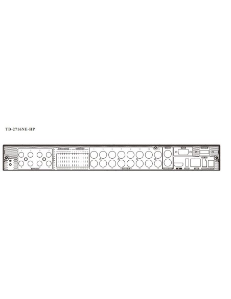 TVT TVT-108 TD-2716NE-Gravador HP DVR 5N1 8MP 16CH + 8IP 2HDD VAC ALARME 16/4 Áudio 8/1 TVT