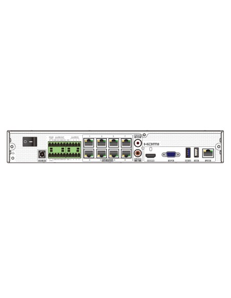TVT TVT-120 TD-3308H1-8P-B2-B Gravador NVR IP 8CH 12MP 8POE Audio 1HDD Alarme 8/4 Funções inteligentes TVT
