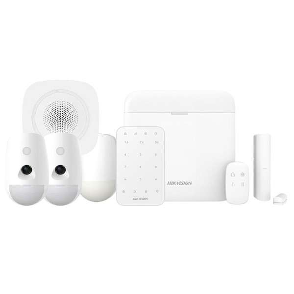 Comprar HIKVISION ALARMS HIK-ALARM-53 Kit Alarma AXPRO 96 zonas. Central + 2 PIRCAM + 1 PIR + 1 Contacto + 1 Mando + 1 Teclado +
