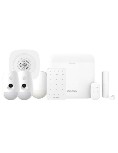 Comprar HIKVISION ALARMS HIK-ALARM-53 Kit Alarma AXPRO 96 zonas. Central + 2 PIRCAM + 1 PIR + 1 Contacto + 1 Mando + 1 Teclado +